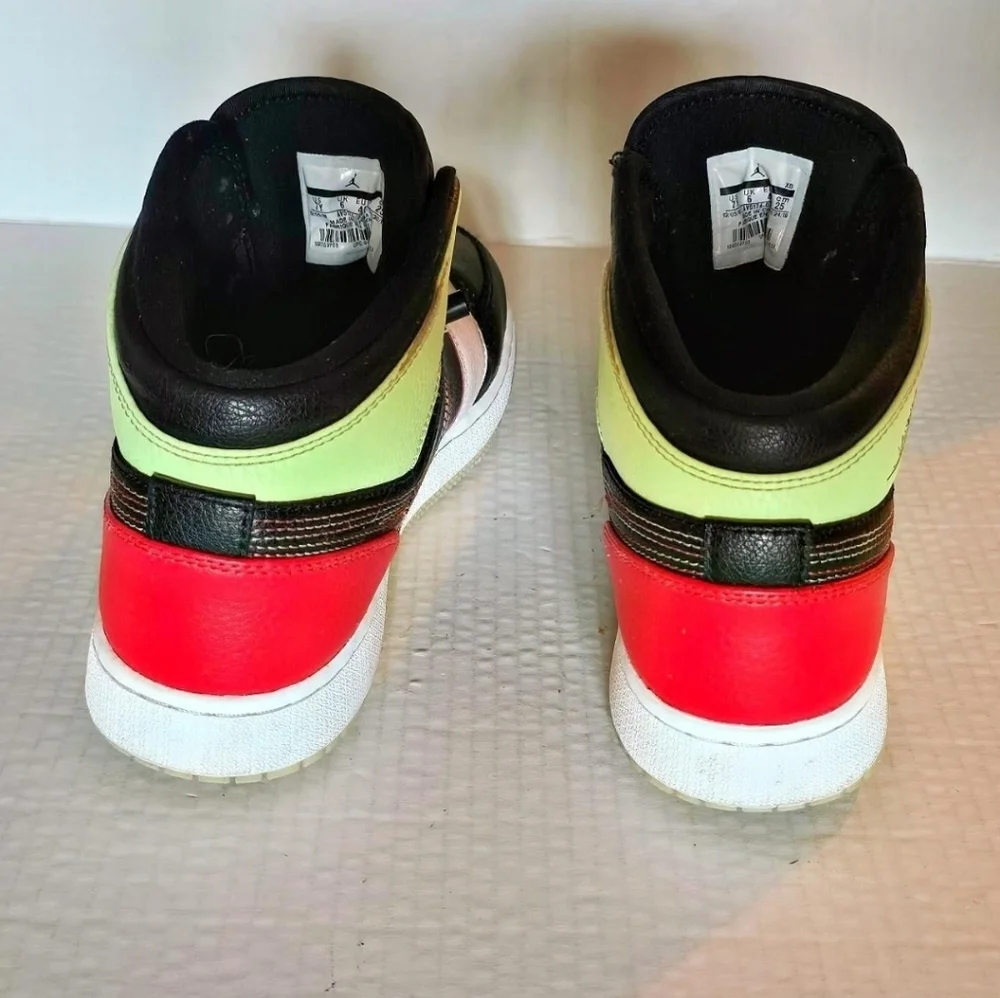 Nike Air Jordan 1 Mid GS Glow In The Dark Black Pink Volt Sneakers Size 7Y